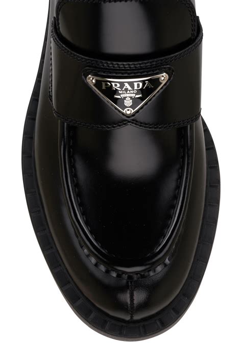 prada black spazzolato donna loafers|PRADA Spazzolato Lace Up 50mm Loafers 39 Black.